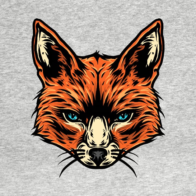 FOXS ORANGE BLUE by TENSTUDIOART